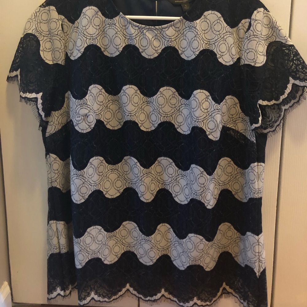 Banana Republic Factory Lace Stripe Blouse